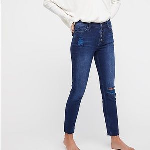 Free People High Rise Dark Wash Skinny Jeans